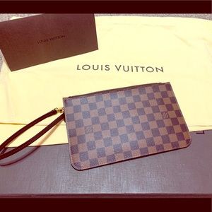 Louis Vuitton wristlet in Damier Ebene and Cherry